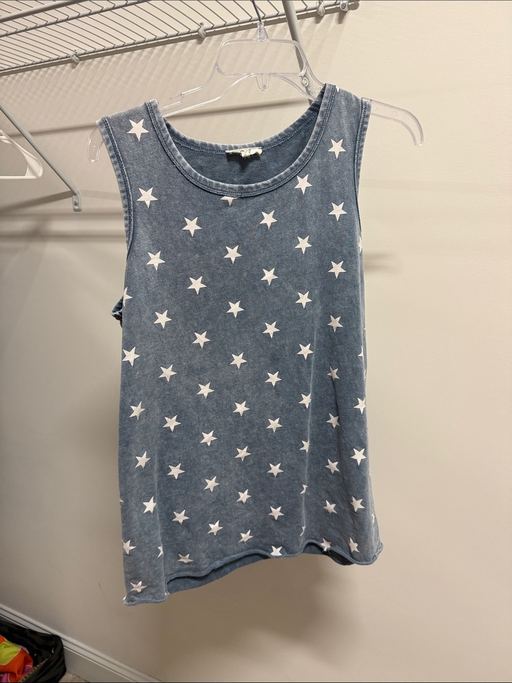 easel Blue Star Print Sleeveless Tank Top
